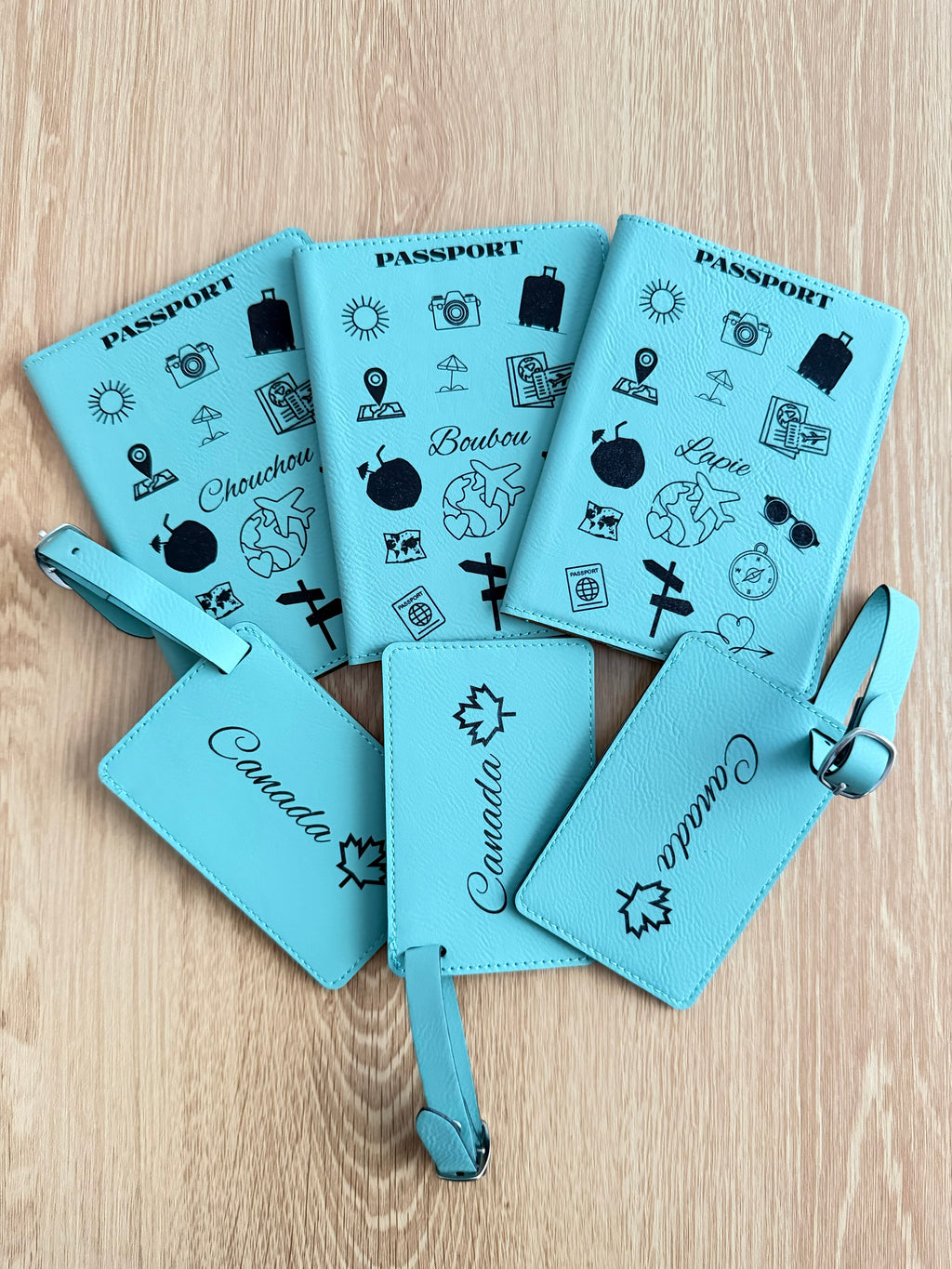 Custom Engraved Passport Holder & Luggage Tag Set