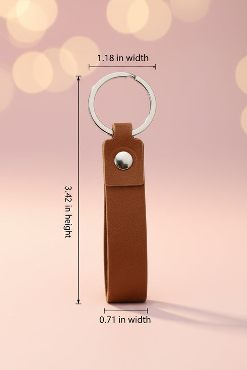 Engraved Brown Leather Keychain