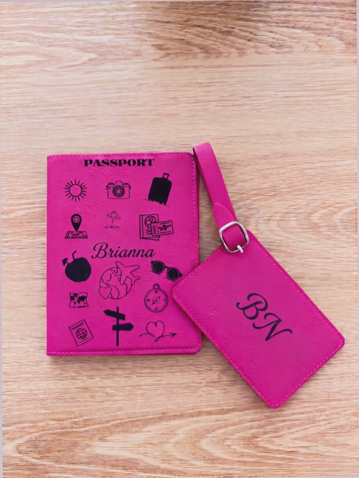 Custom Engraved Passport Holder & Luggage Tag Set